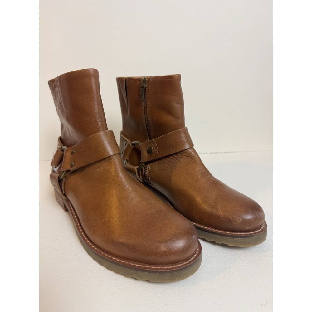 Frye Veronica Flex Leather O-Ring Harness Hardware Booties Size 7M Brown Boots